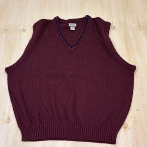 Vintage Bugle Boy Original Sweater Vest Mens XL Burgundy Red V Neck Acrylic